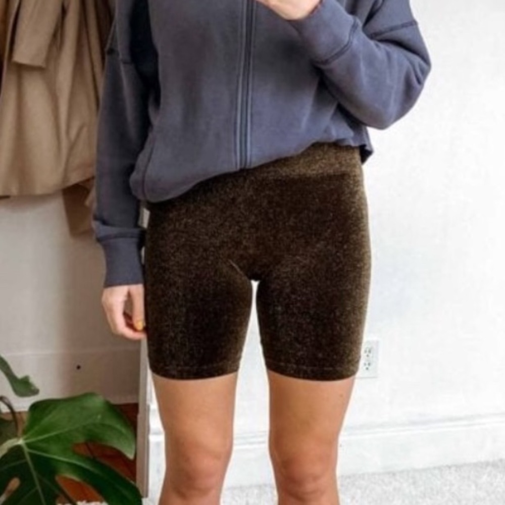 Free People Glittery Black Gold Biker Shorts